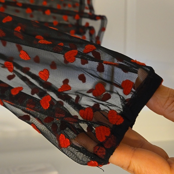 ModCloth Sheer blouse with heart embroidery - Picture 3 of 8